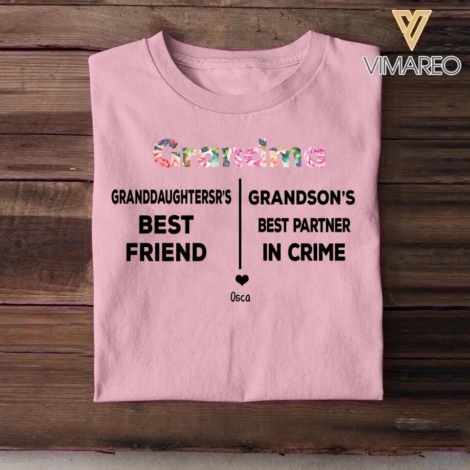 Personalized Grandma best friend, best partner in crime Tshirt Printed QTMA2609