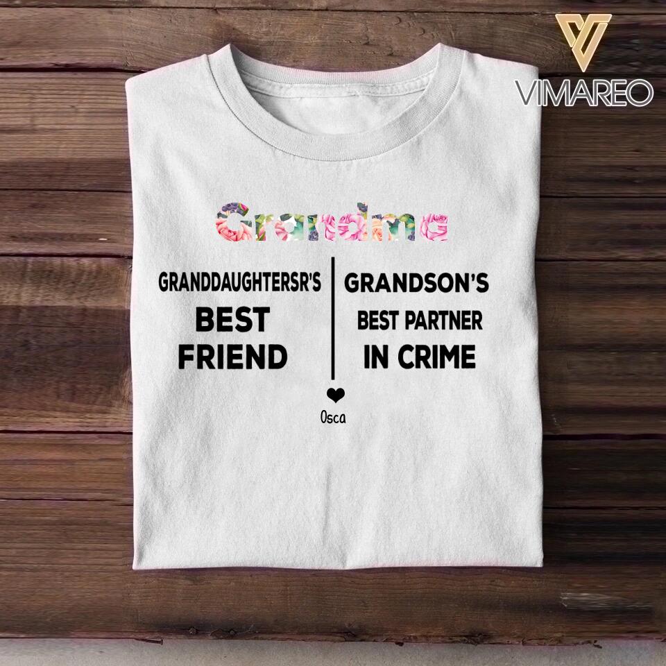 Personalized Grandma best friend, best partner in crime Tshirt Printed QTMA2609