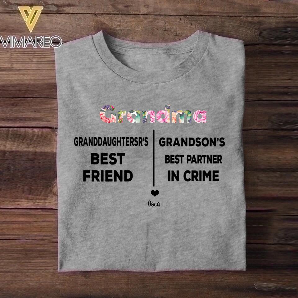 Personalized Grandma best friend, best partner in crime Tshirt Printed QTMA2609