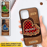 Personalized Grandma Kid Heart Caro Color Phone Case Printed 22OCT-DT03