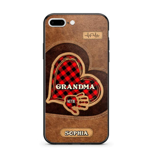 Personalized Grandma Kid Heart Caro Color Phone Case Printed 22OCT-DT03