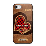 Personalized Grandma Kid Heart Caro Color Phone Case Printed 22OCT-DT03