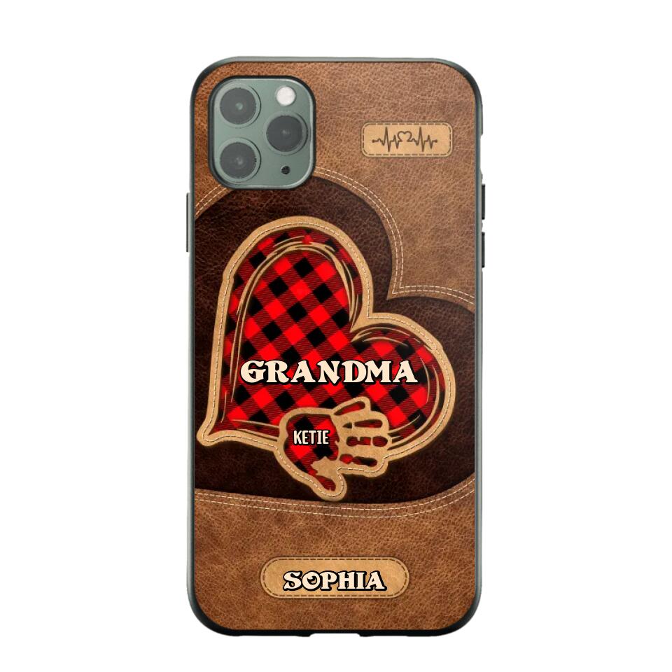 Personalized Grandma Kid Heart Caro Color Phone Case Printed 22OCT-DT03