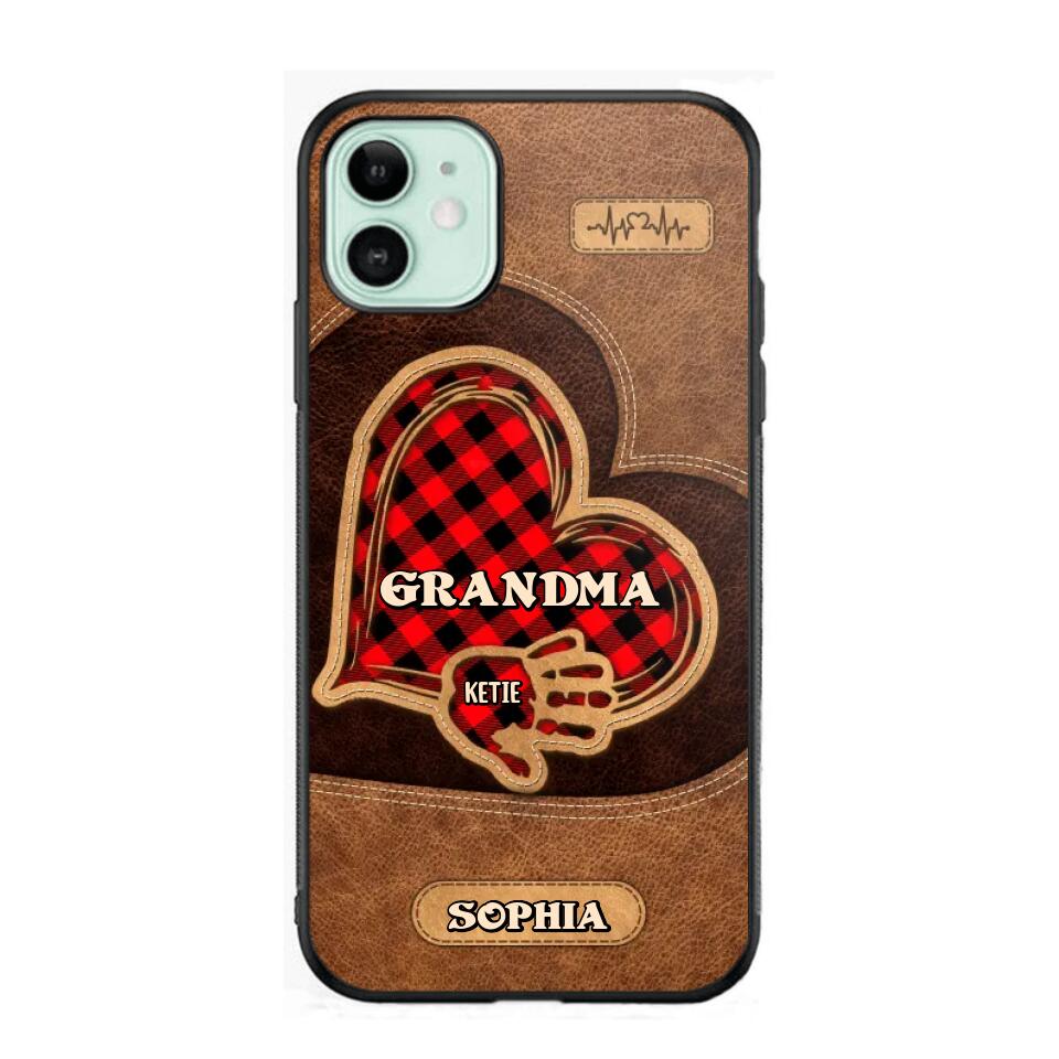 Personalized Grandma Kid Heart Caro Color Phone Case Printed 22OCT-DT03