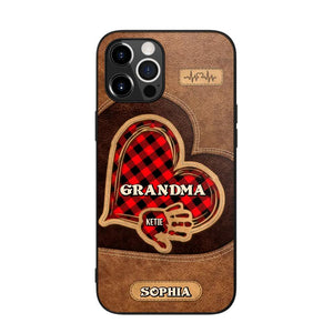 Personalized Grandma Kid Heart Caro Color Phone Case Printed 22OCT-DT03