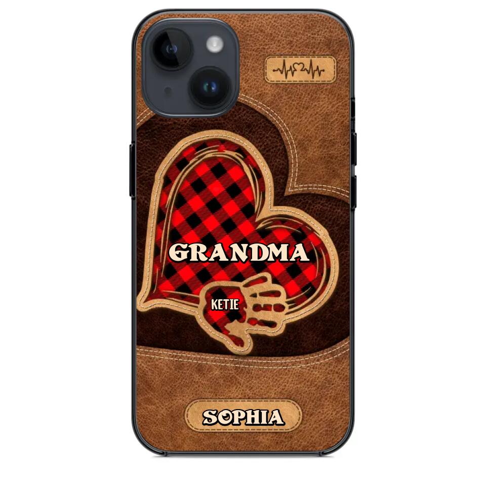 Personalized Grandma Kid Heart Caro Color Phone Case Printed 22OCT-DT03