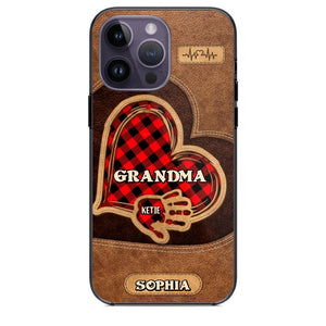 Personalized Grandma Kid Heart Caro Color Phone Case Printed 22OCT-DT03