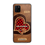 Personalized Grandma Kid Heart Caro Color Phone Case Printed 22OCT-DT03