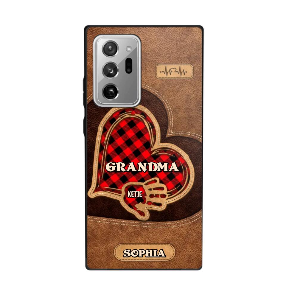 Personalized Grandma Kid Heart Caro Color Phone Case Printed 22OCT-DT03