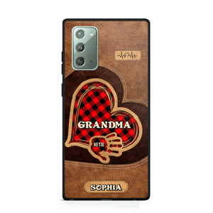 Personalized Grandma Kid Heart Caro Color Phone Case Printed 22OCT-DT03