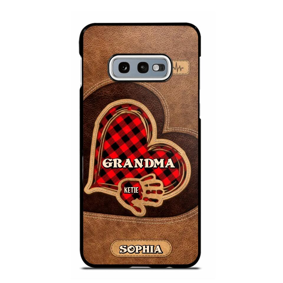 Personalized Grandma Kid Heart Caro Color Phone Case Printed 22OCT-DT03