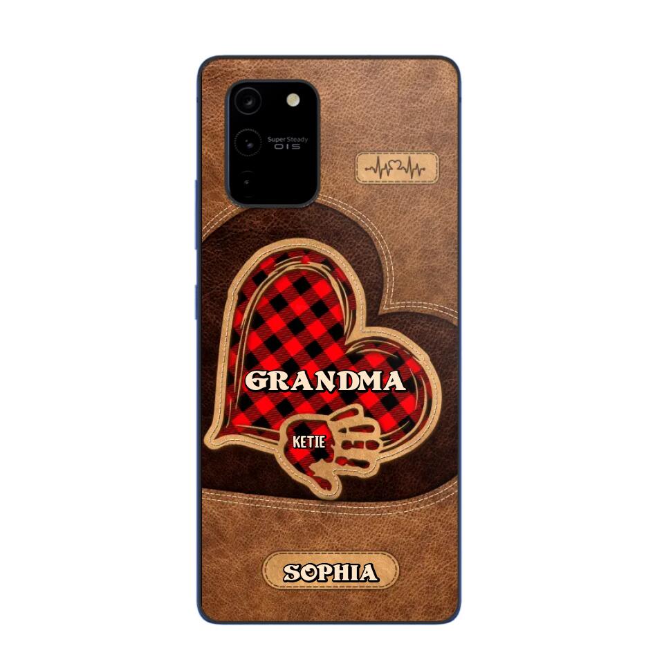 Personalized Grandma Kid Heart Caro Color Phone Case Printed 22OCT-DT03