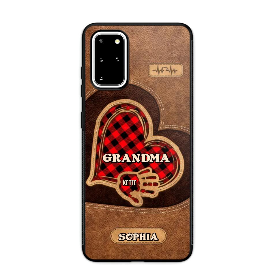 Personalized Grandma Kid Heart Caro Color Phone Case Printed 22OCT-DT03