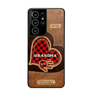 Personalized Grandma Kid Heart Caro Color Phone Case Printed 22OCT-DT03