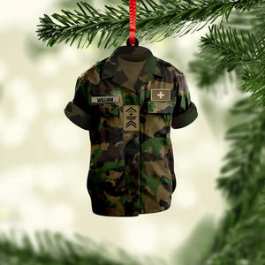 Personalized Swiss Veterans/Soldier Uniform Christmas Wood Ornament Printed 22OCT-DT04