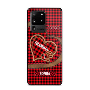 Personalized Grandma Kid Heart Caro Color Phone Case Printed 22OCT-HY04