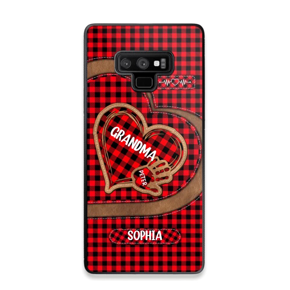 Personalized Grandma Kid Heart Caro Color Phone Case Printed 22OCT-HY04