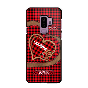 Personalized Grandma Kid Heart Caro Color Phone Case Printed 22OCT-HY04