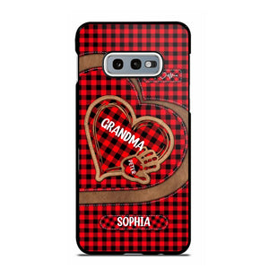 Personalized Grandma Kid Heart Caro Color Phone Case Printed 22OCT-HY04