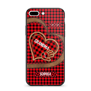 Personalized Grandma Kid Heart Caro Color Phone Case Printed 22OCT-HY04