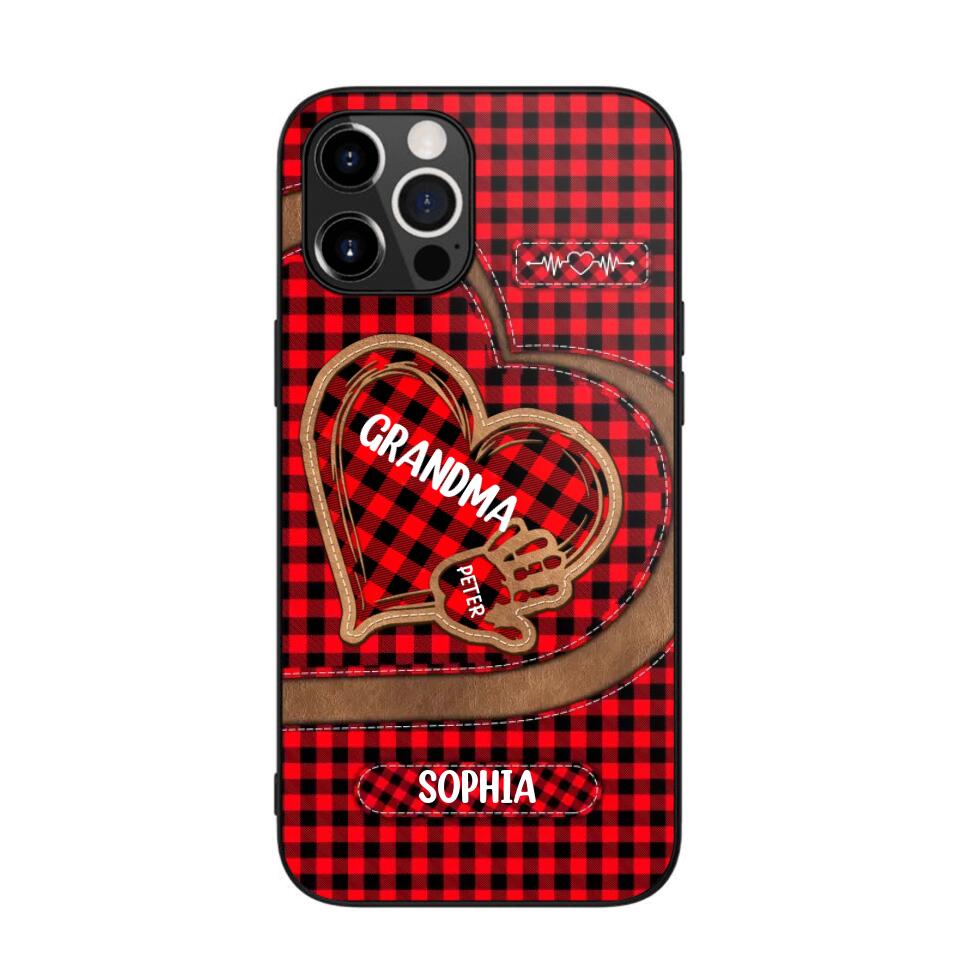 Personalized Grandma Kid Heart Caro Color Phone Case Printed 22OCT-HY04