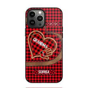 Personalized Grandma Kid Heart Caro Color Phone Case Printed 22OCT-HY04