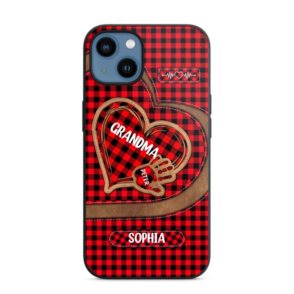 Personalized Grandma Kid Heart Caro Color Phone Case Printed 22OCT-HY04