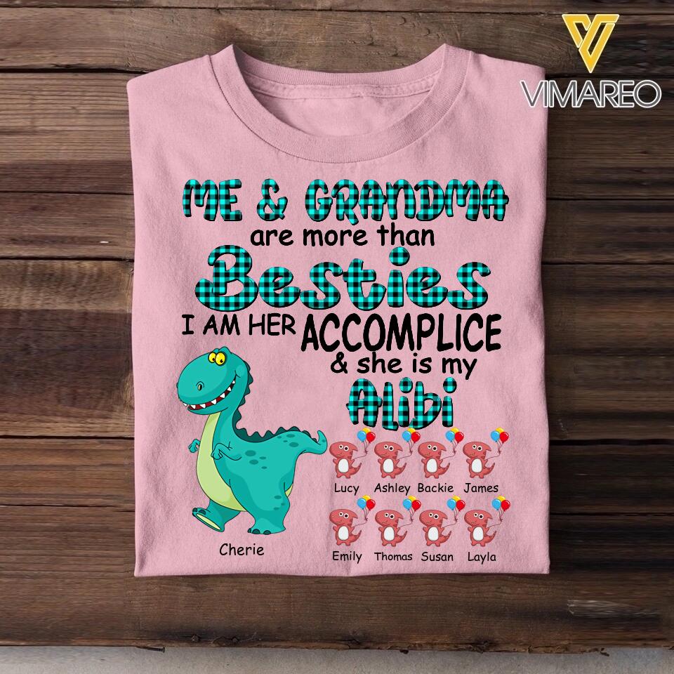 Personalized Me And Grandma Are More Than Besties Dinosaur Kid Tshirt Printed QTDT0510