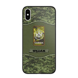 Personalized Canadian Veterans/Soldier Camo Phone Case Printed 22OCT-HY05