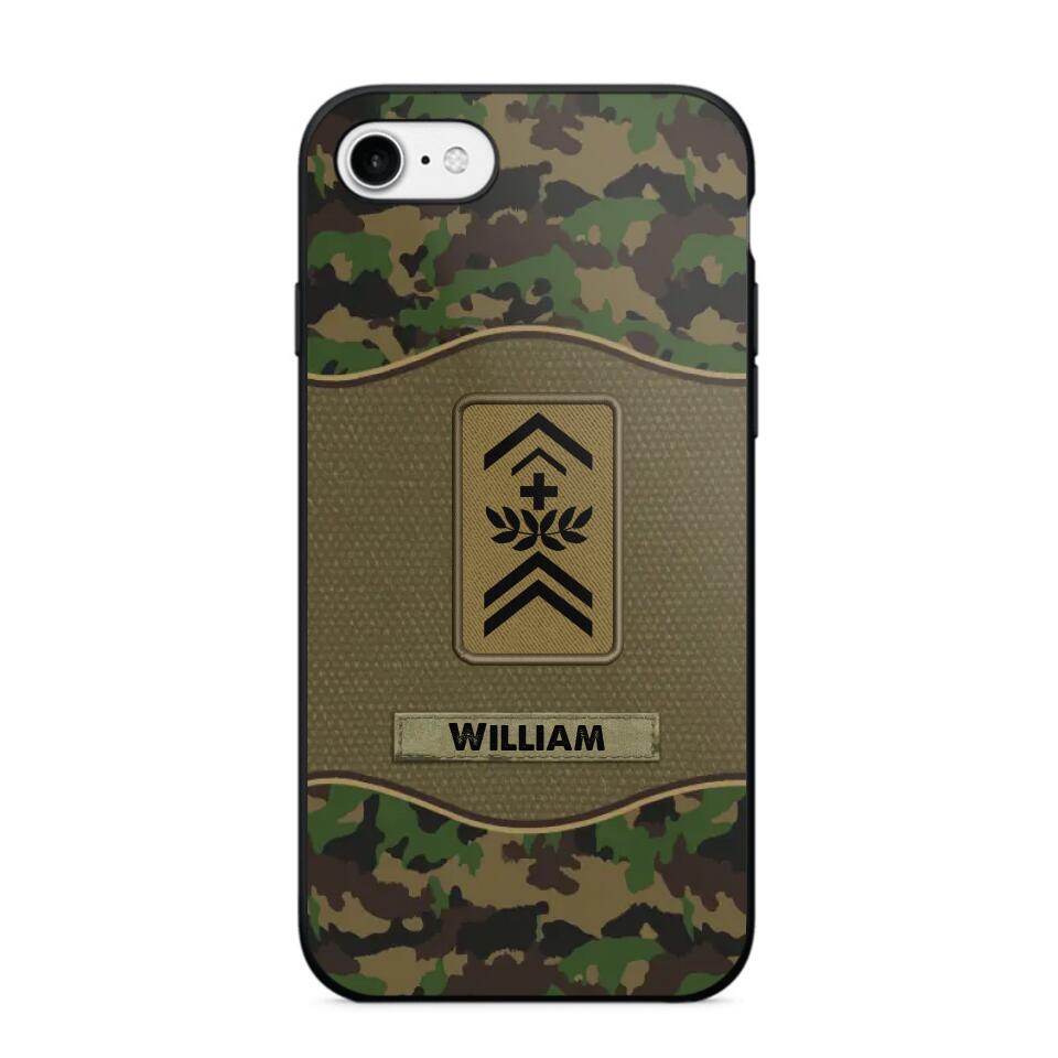 Personalized Swiss Veterans/Soldier Camo Phone Case Printed 22OCT-HY05