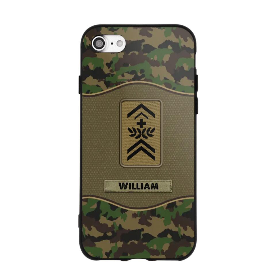 Personalized Swiss Veterans/Soldier Camo Phone Case Printed 22OCT-HY05