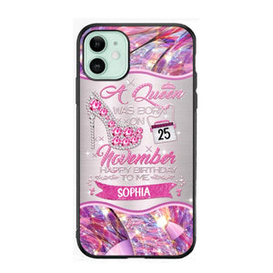 Personalized A Queen Was Born In November Sparkling Color Phone Case Printed 22OCT-HQ07