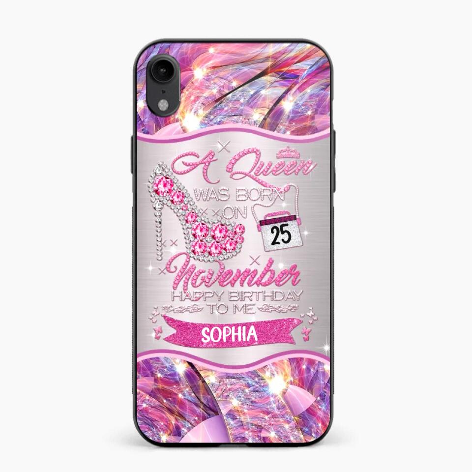 Personalized A Queen Was Born In November Sparkling Color Phone Case Printed 22OCT-HQ07