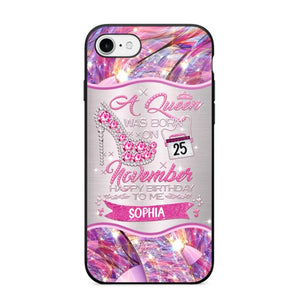 Personalized A Queen Was Born In November Sparkling Color Phone Case Printed 22OCT-HQ07