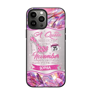 Personalized A Queen Was Born In November Sparkling Color Phone Case Printed 22OCT-HQ07