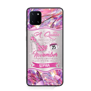 Personalized A Queen Was Born In November Sparkling Color Phone Case Printed 22OCT-HQ07