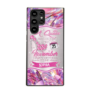 Personalized A Queen Was Born In November Sparkling Color Phone Case Printed 22OCT-HQ07