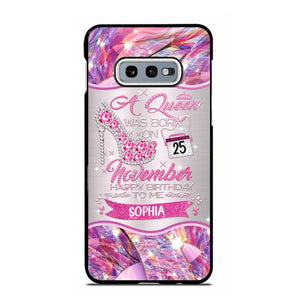 Personalized A Queen Was Born In November Sparkling Color Phone Case Printed 22OCT-HQ07