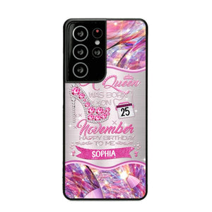 Personalized A Queen Was Born In November Sparkling Color Phone Case Printed 22OCT-HQ07