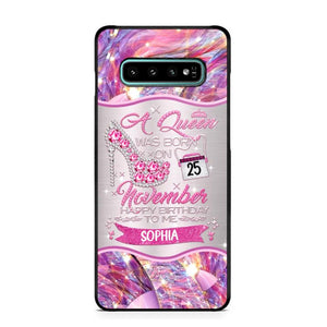 Personalized A Queen Was Born In November Sparkling Color Phone Case Printed 22OCT-HQ07