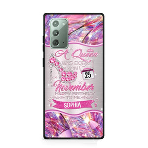 Personalized A Queen Was Born In November Sparkling Color Phone Case Printed 22OCT-HQ07