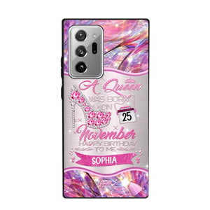 Personalized A Queen Was Born In November Sparkling Color Phone Case Printed 22OCT-HQ07