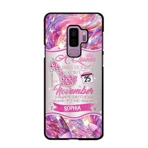 Personalized A Queen Was Born In November Sparkling Color Phone Case Printed 22OCT-HQ07