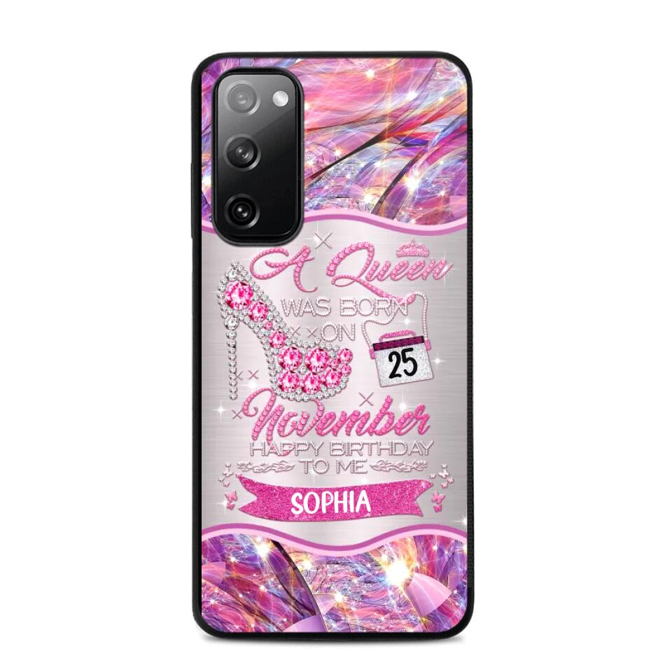 Personalized A Queen Was Born In November Sparkling Color Phone Case Printed 22OCT-HQ07