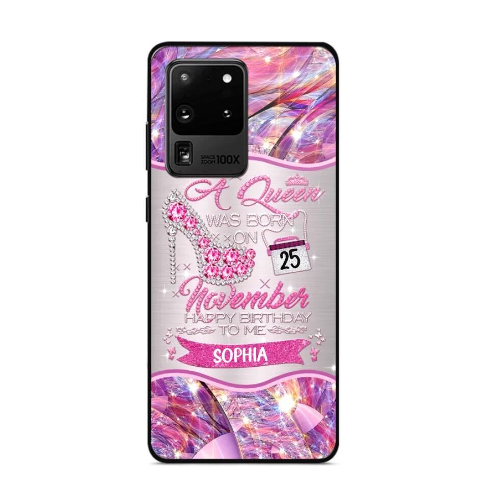 Personalized A Queen Was Born In November Sparkling Color Phone Case Printed 22OCT-HQ07