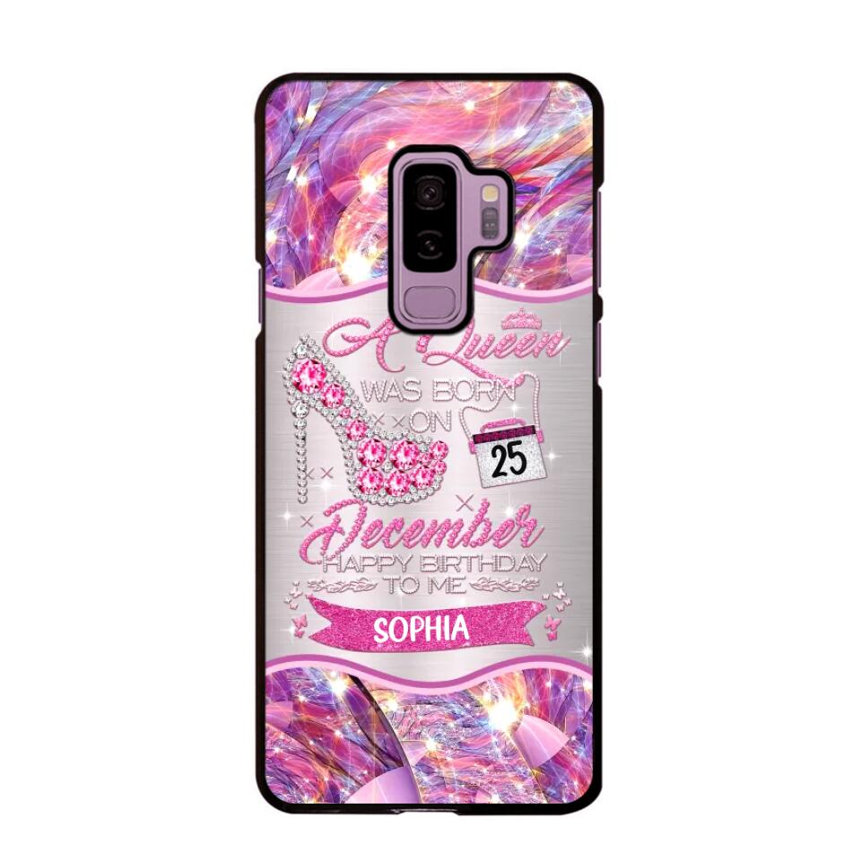 Personalized A Queen Was Born In December Sparkling Color Phone Case Printed 22OCT-HQ07