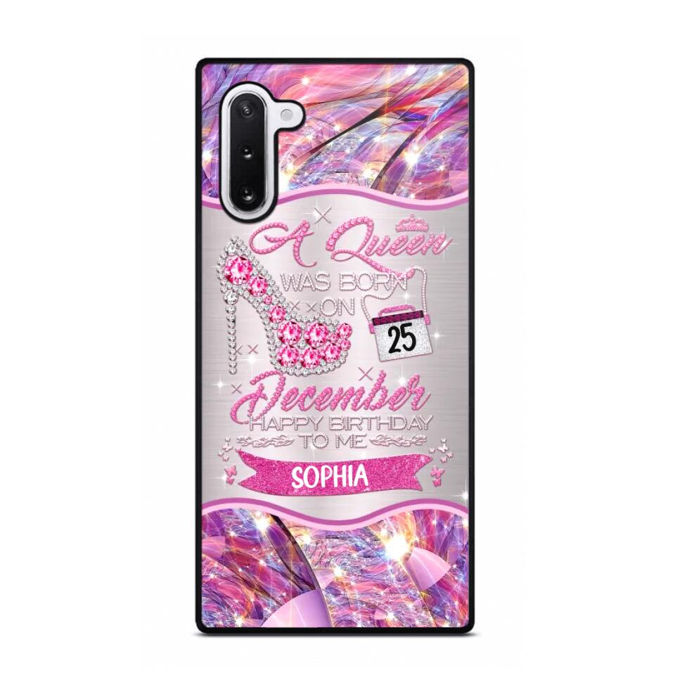 Personalized A Queen Was Born In December Sparkling Color Phone Case Printed 22OCT-HQ07