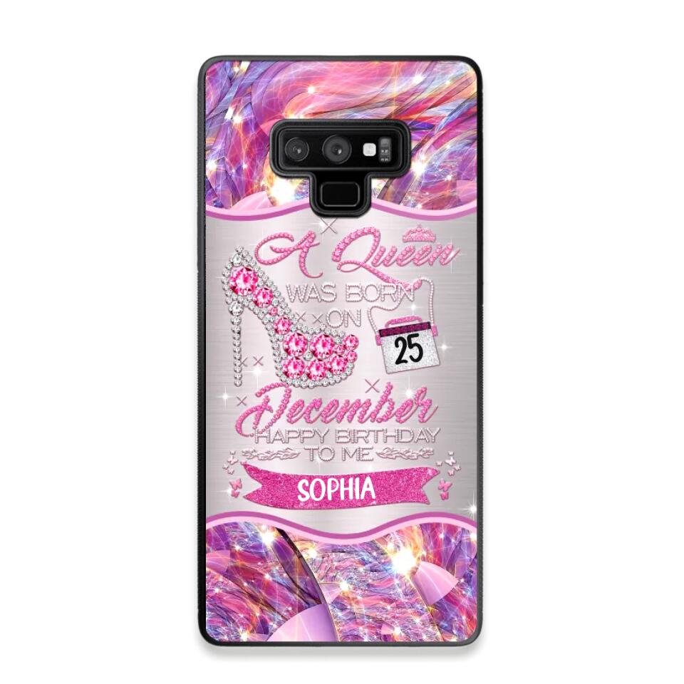 Personalized A Queen Was Born In December Sparkling Color Phone Case Printed 22OCT-HQ07