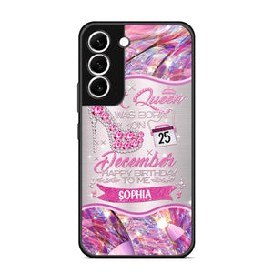 Personalized A Queen Was Born In December Sparkling Color Phone Case Printed 22OCT-HQ07