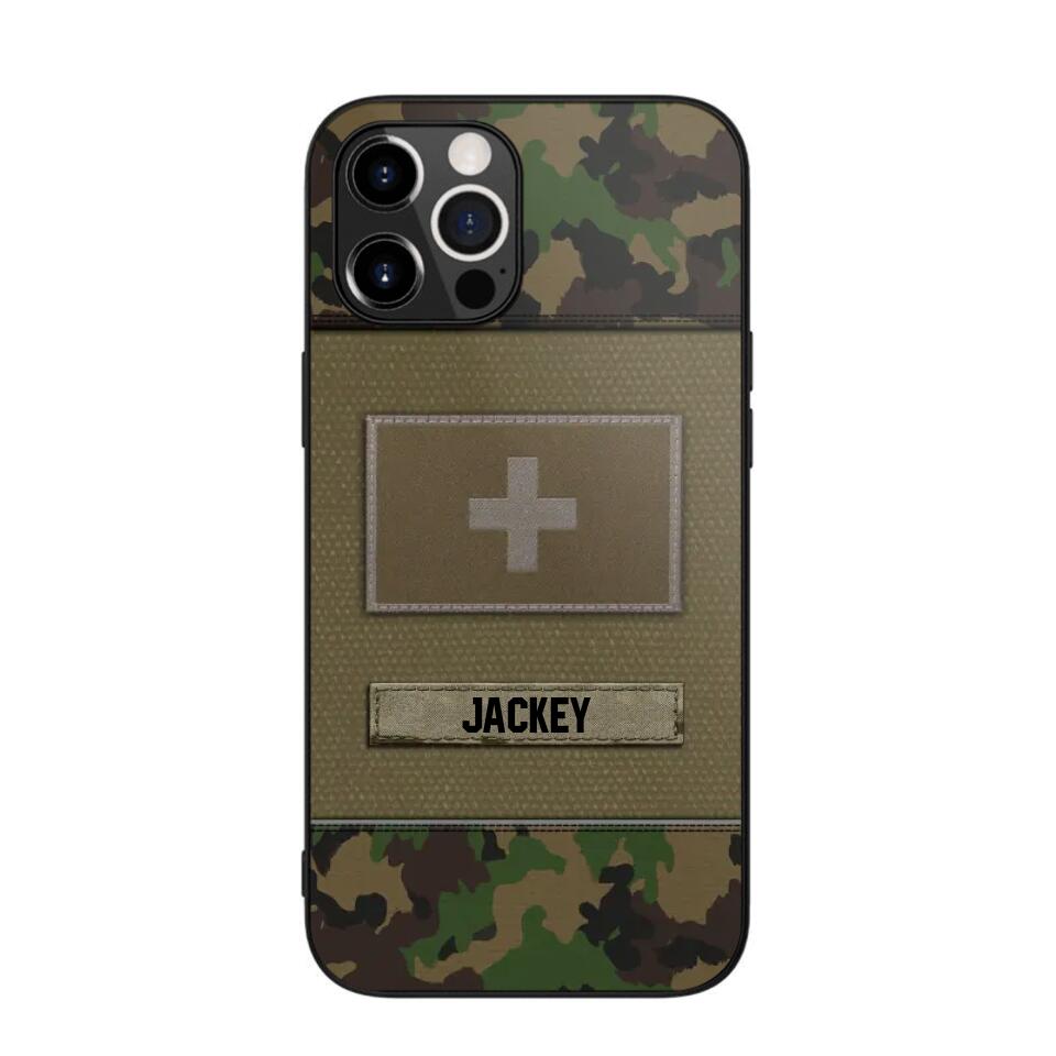 Personalized Swiss Veterans/Soldier Camo Phone Case Printed 22OCT-HY11